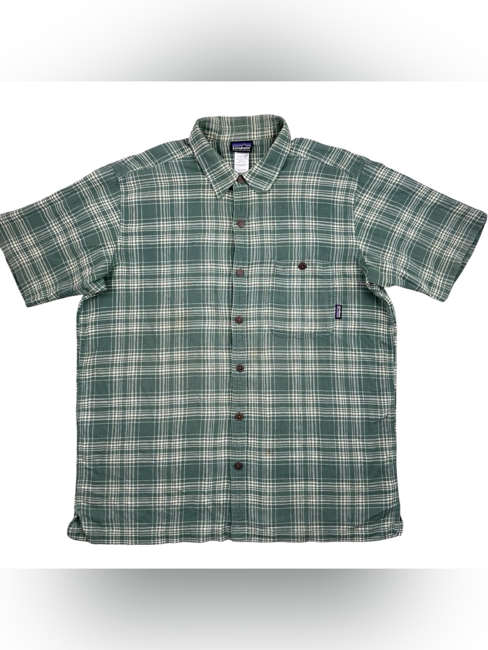 Patagonia Men’s Short Sleeve 100% Organic Cotton Plaid Casual Button Up Shirt L